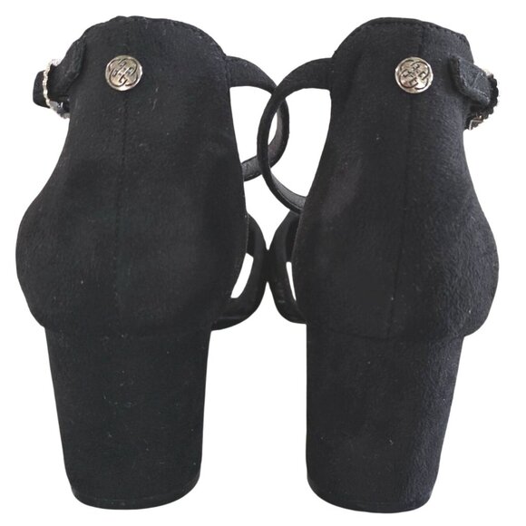 Daisy Fuentes Womens Black Lace Pointed-Toe Block Heels With Ankle Strap 8.5 - Picture 4 of 10